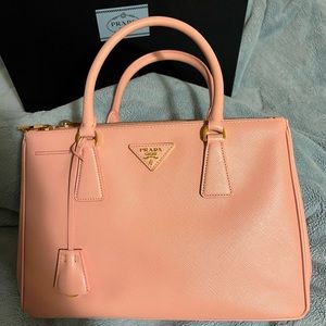 PRISTINE PRADA BN1801 SAFFIANO LUX LEATHER DOUBLE ZIP SMALL TOTE BAG